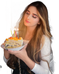 Birthday girl with cake